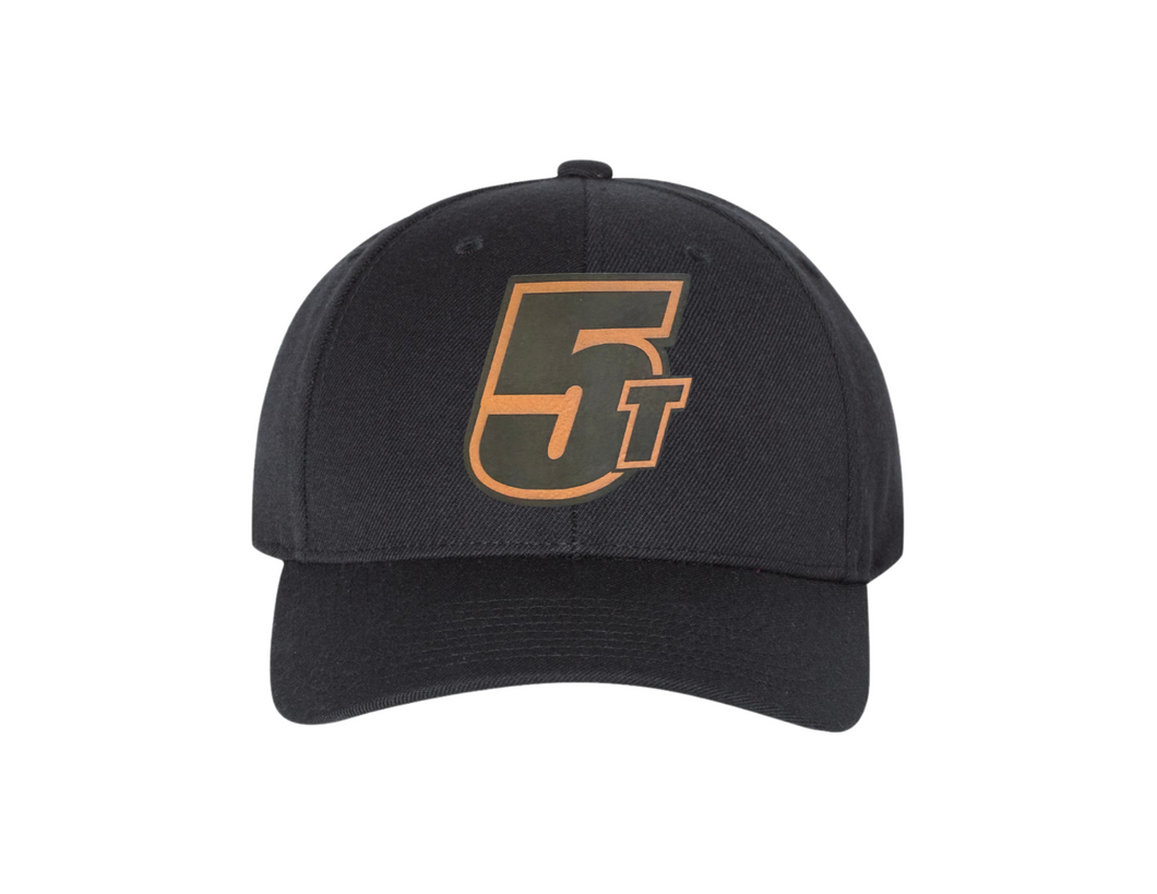 Hat - 5T Leather Patch Black Snapback